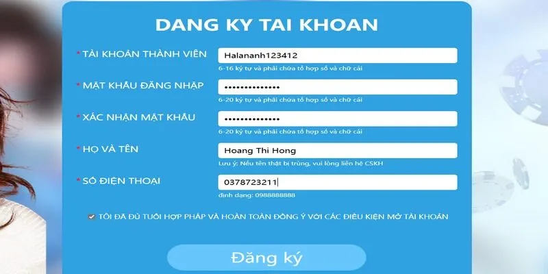 Trong quá trình đăng ký 123B anh em hãy cung cấp thông tin chính xác